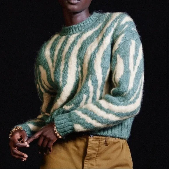 Zara NWT Jacquard Knit Animal Print Sweater - Picture 1 of 6